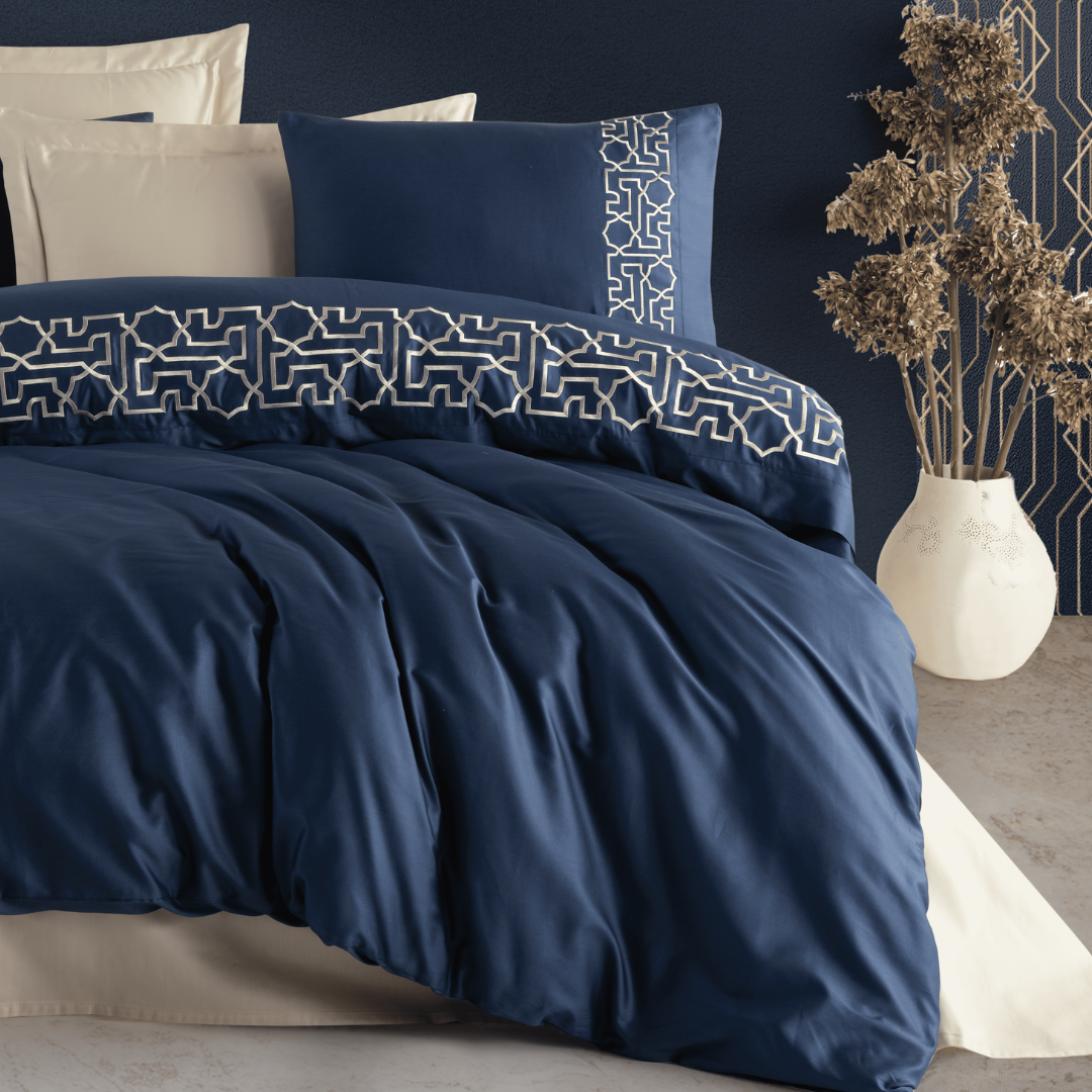 Jale Embroidered Cotton Satin Duvet Cover Set (6 Pieces)