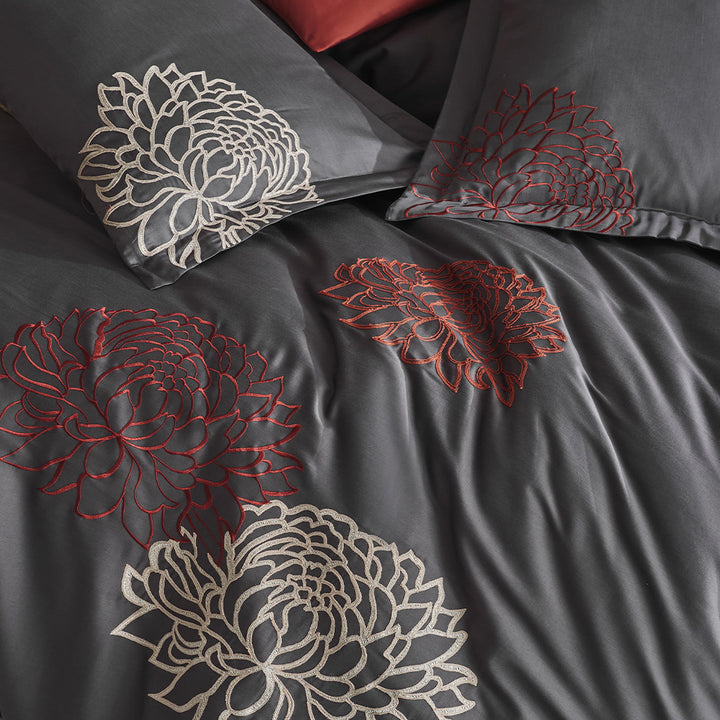 Beautifully Stitched Cotton Bed Linen Set in  Antrasit Color – High-Quality Craftsmanship and Durability